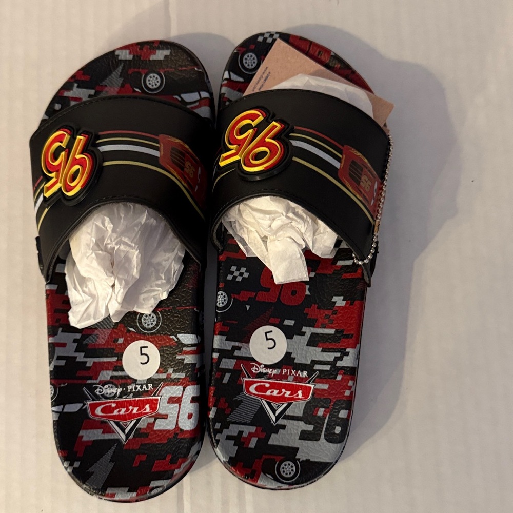 Disney Pixar Cars Kids Slide Sandals - Black and Red